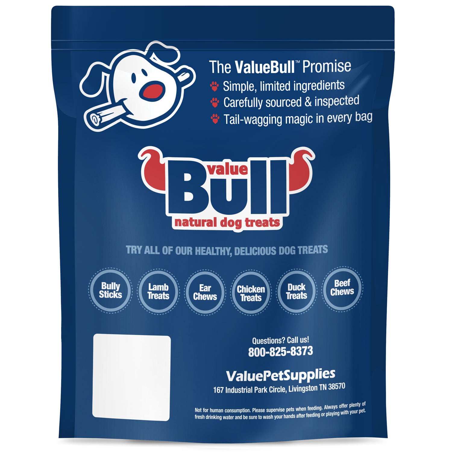ValueBull Braided Beef Gullet Sticks For Dogs, Thick 6", 50 ct.