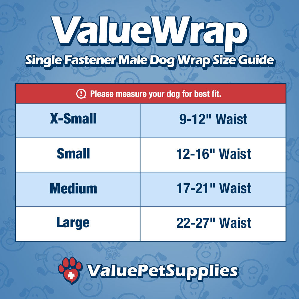 ValueWrap Male Wraps, Disposable Dog Diapers, 1-Tab Large, 24 Count