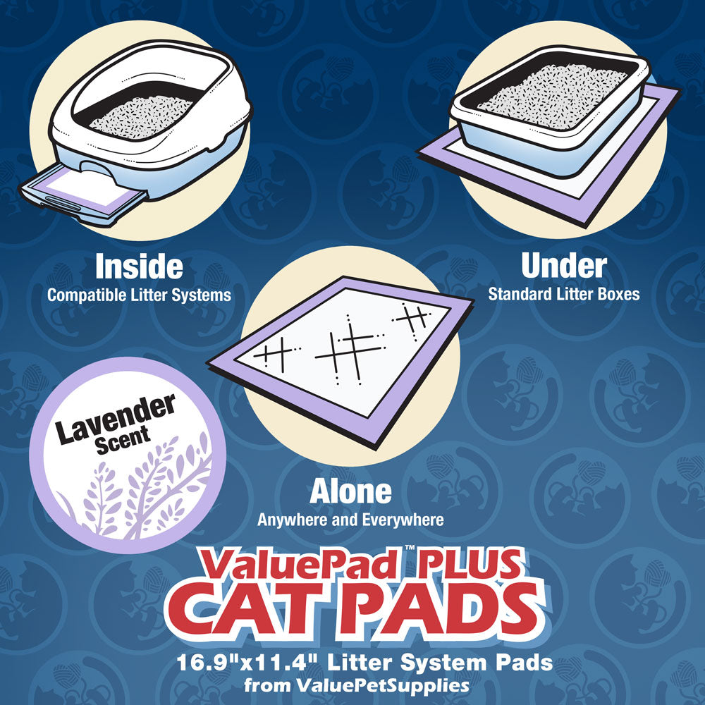 ValuePad Plus Cat Litter Pads, 16.9x11.4 Inch, Lavender Scent, 25 Count - Breeze Compatible Refills