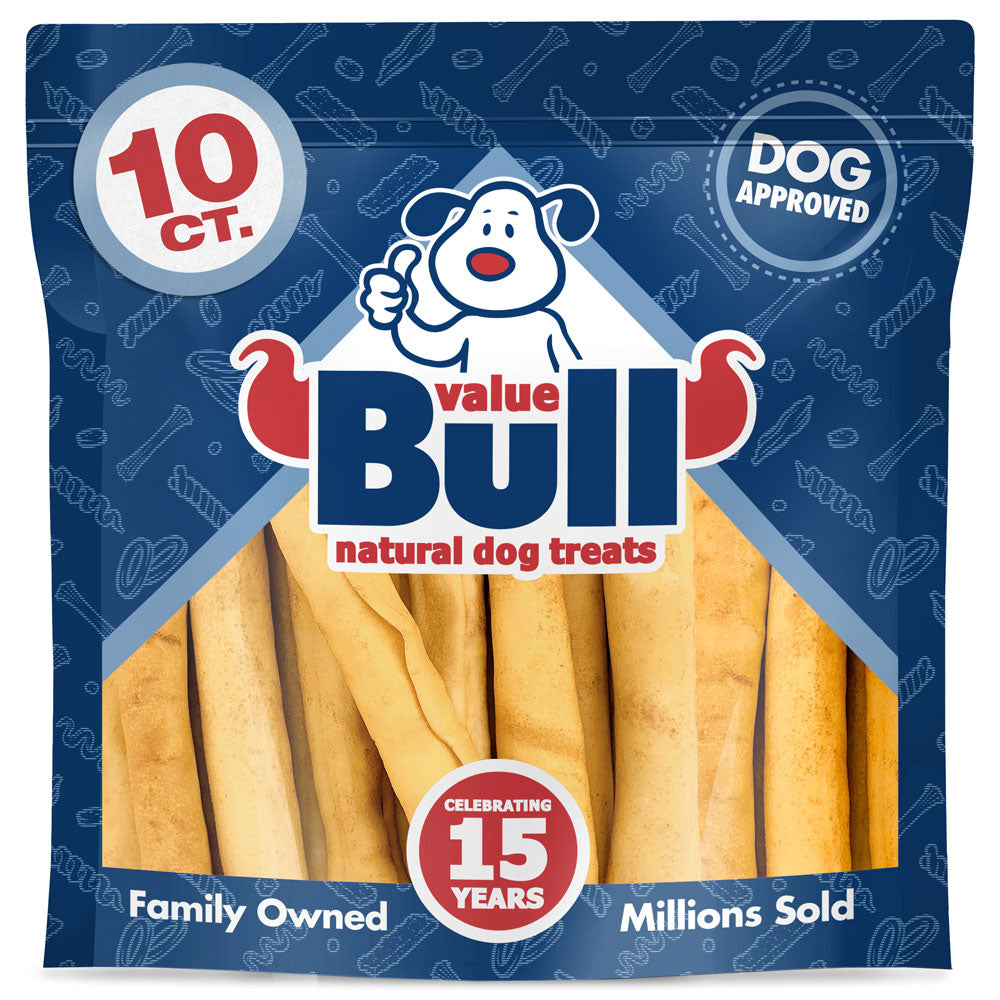 ValueBull USA Retriever Rolls, Premium Rawhide Chews, Thick 10 Inch, Natural Chicken Flavor, 10 Count