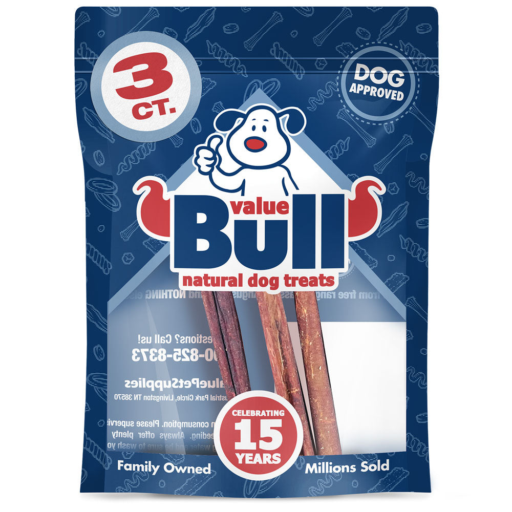 ValueBull USA Collagen Sticks, Premium Beef Small Dog Chews, Thin 6 Inch, 3 Count (SAMPLE PACK)