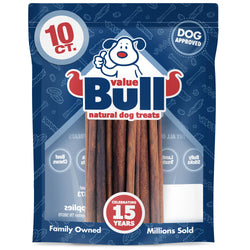 ValueBull USA Collagen Sticks, Premium Beef Small Dog Chews, Thin 12 Inch, 10 Count