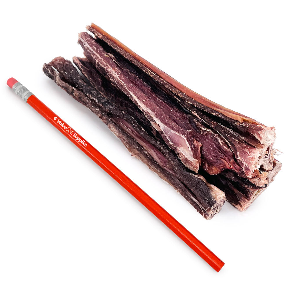 ValueBull Beef Jerky Gullet Sticks, Premium Dog Chews, 6 Inch, 100 Count BULK PACK