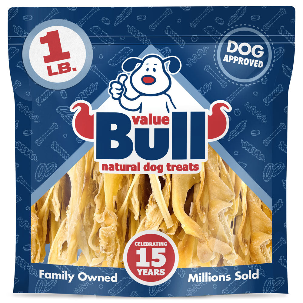 ValueBull Cheek Slices, Premium Lamb Dog Chews, Varied Shapes, 1 Pound