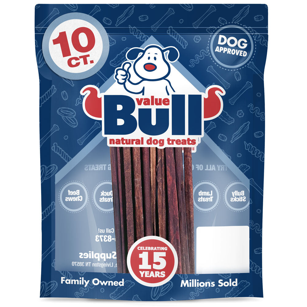 ValueBull USA Collagen Sticks, Premium Beef Small Dog Chews, 12" Extra Thin, 10 Count