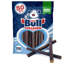 ValueBull Collagen Sticks, Beef Small Dog Chews, Thin 6 Inch, 50 Count