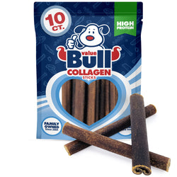 ValueBull Collagen Sticks, Beef Dog Chews, Thick 6 Inch, 10 Count