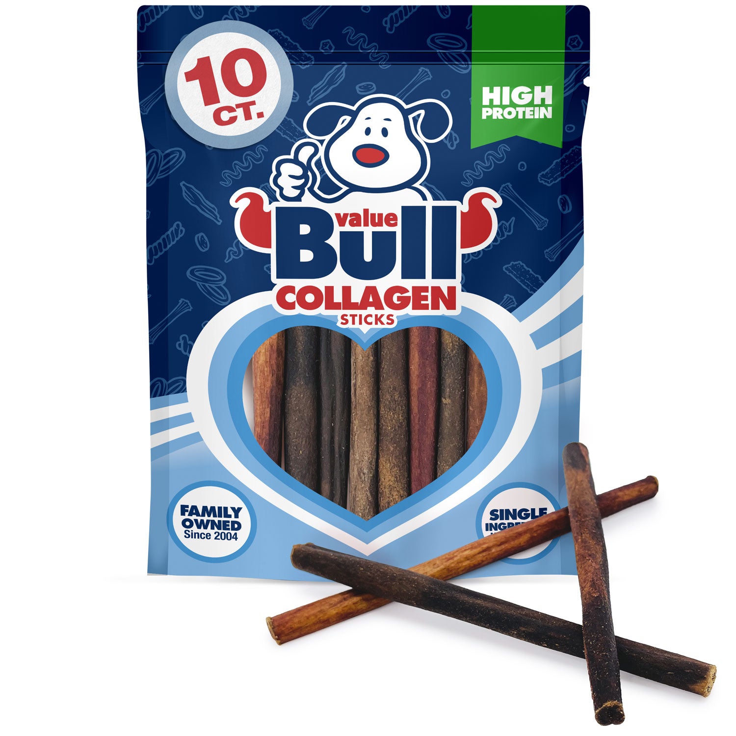 ValueBull Collagen Sticks, Beef Small Dog Chews, Extra Thin 6 Inch, 10 Count