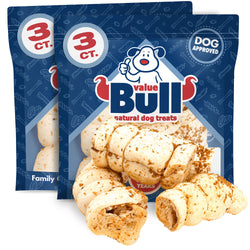 ValueBull Cheek Rolls, Premium Beef Dog Chews, Bully Dusted, 4-6 Inch, 6 Count