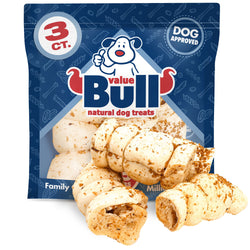 ValueBull Cheek Rolls, Premium Beef Dog Chews, Bully Dusted, 4-6 Inch, 3 Count