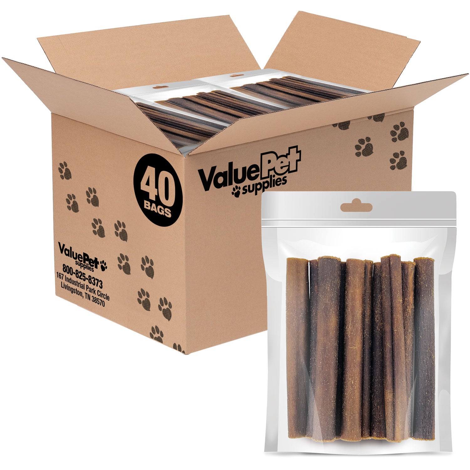 ValueBull USA Collagen Sticks, Premium Beef Dog Chews, Thick 6 Inch, 400 Count RESALE PACKS (40 x 10 Count)