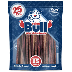 ValueBull Collagen Sticks For Small Dogs, Bully Sticks & Rawhide Alternative, Extra Thin 12 Inch, 25 Count