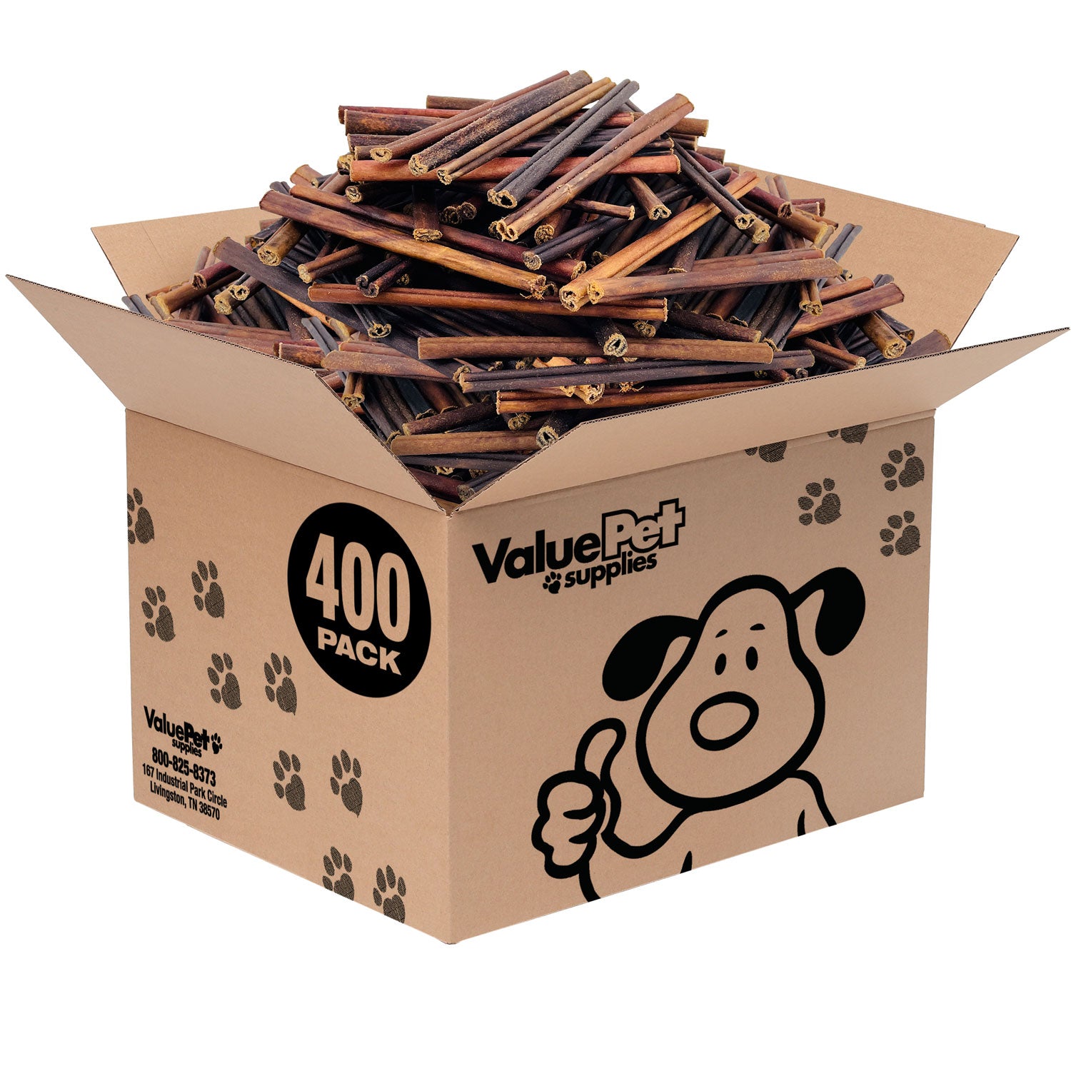 ValueBull USA Collagen Sticks, Premium Beef Small Dog Chews, 6" Extra Thin, 400 Count WHOLESALE PACK