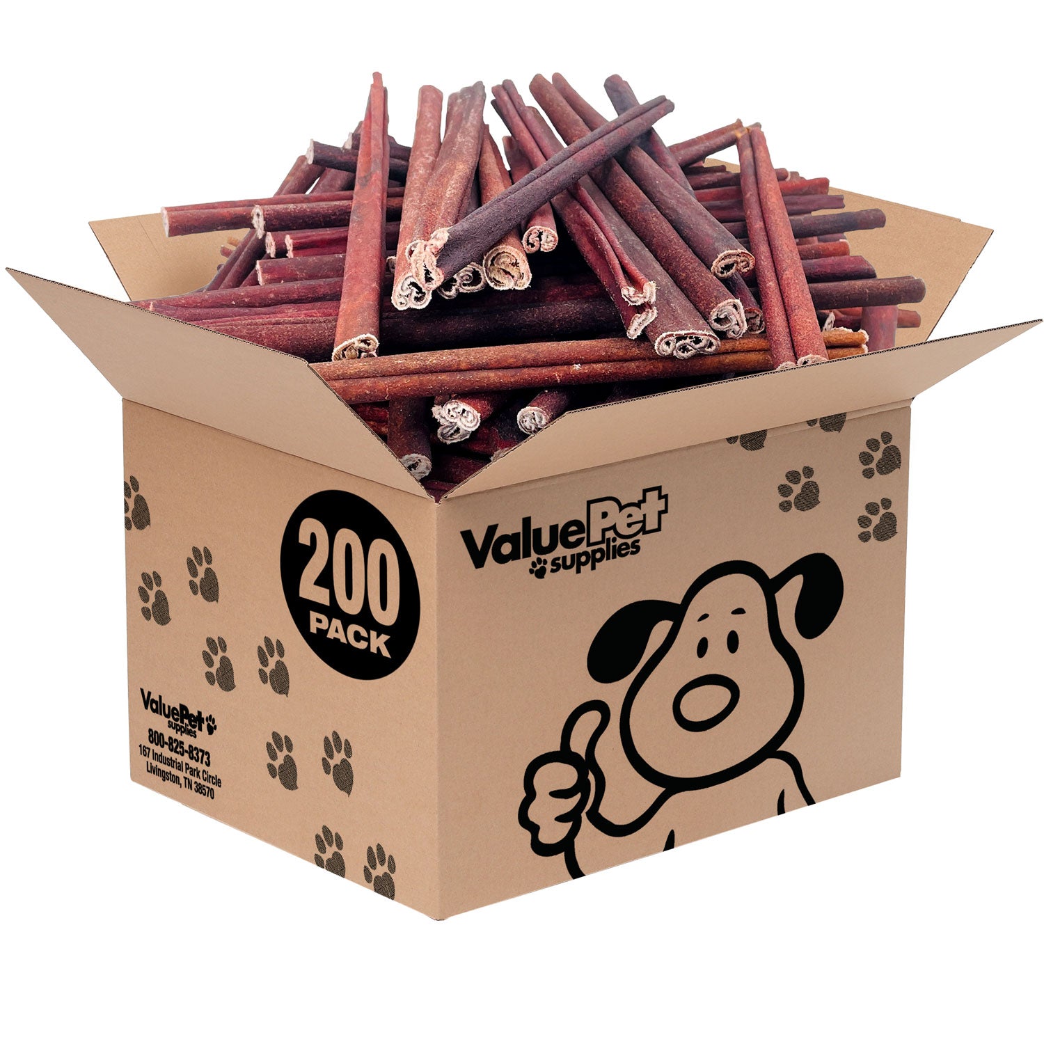 ValueBull USA Collagen Sticks, Premium Beef Dog Chews, Medium 12 Inch, 200 Count BULK PACK