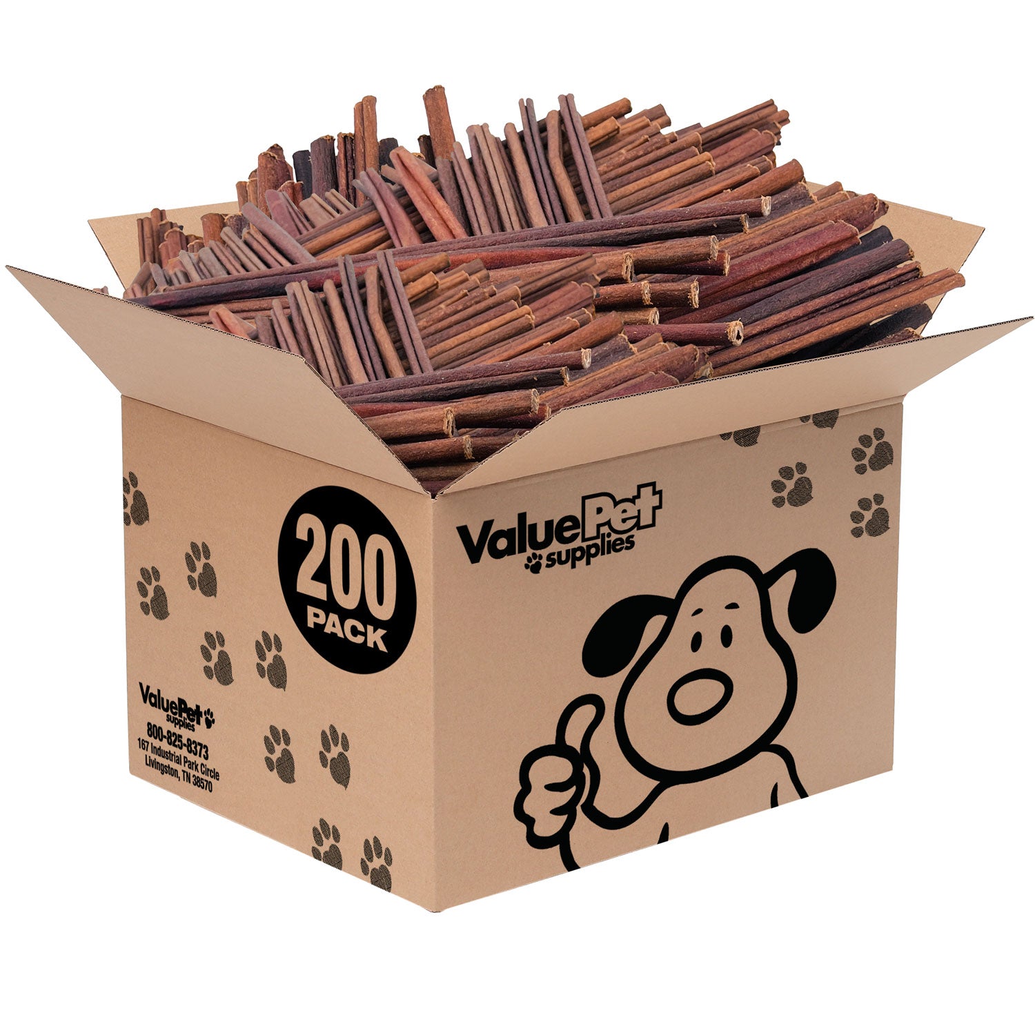 ValueBull USA Collagen Sticks, Premium Beef Small Dog Chews, Extra Thin 12 Inch, 200 ct BULK PACK