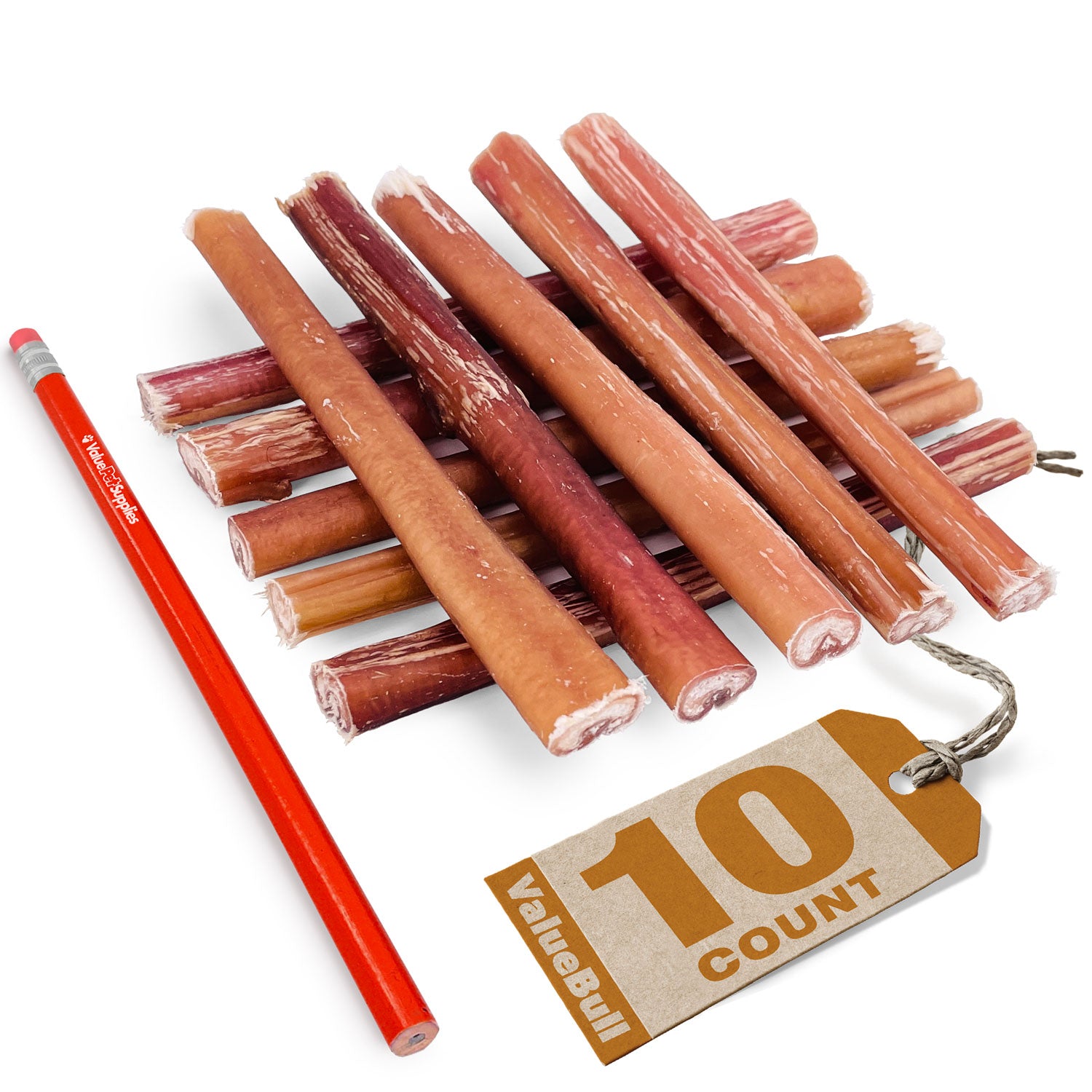 ValueBull Bully Sticks, Low Odor Premium Dog Chews, Medium 6", 10 ct