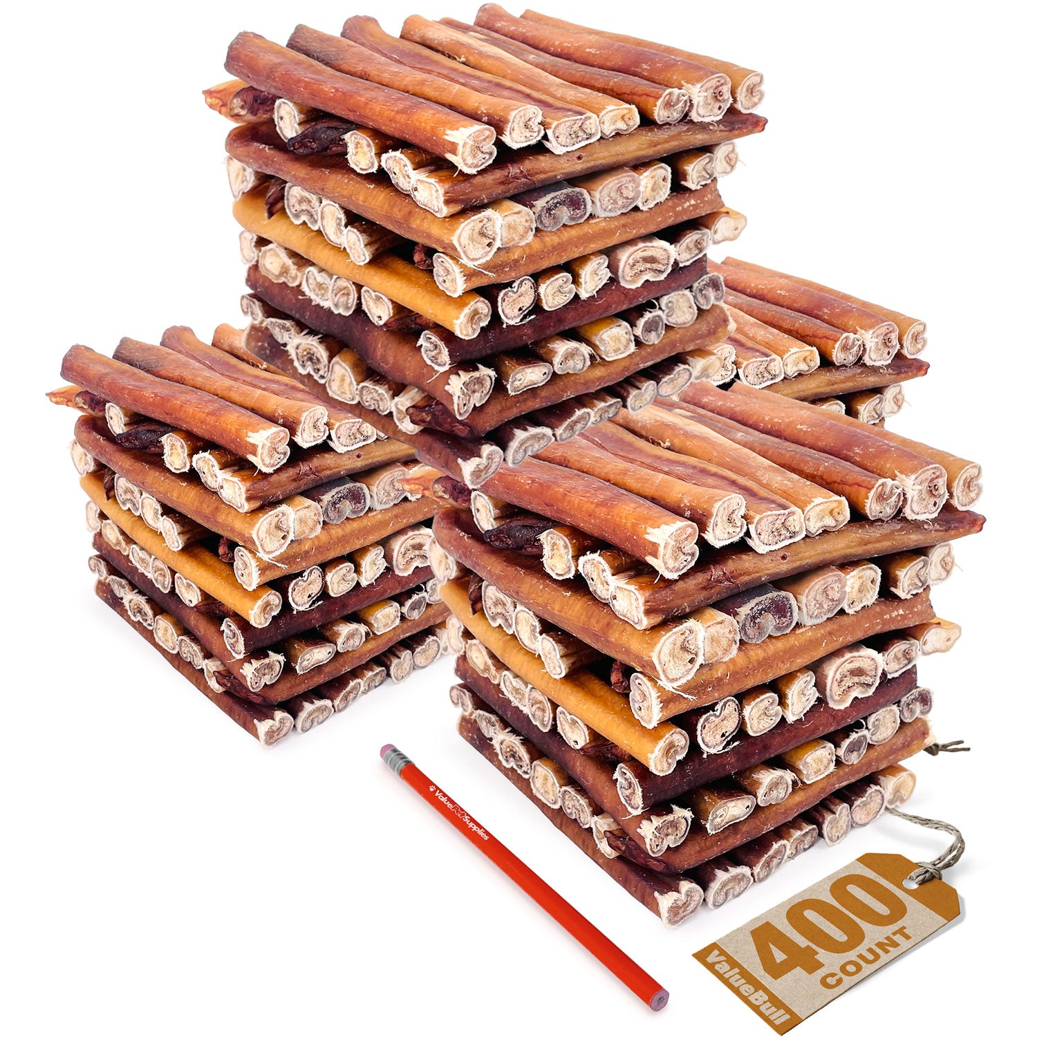 ValueBull USA Bully Sticks, Jumbo 6 Inch, 400 Count WHOLESALE PACK