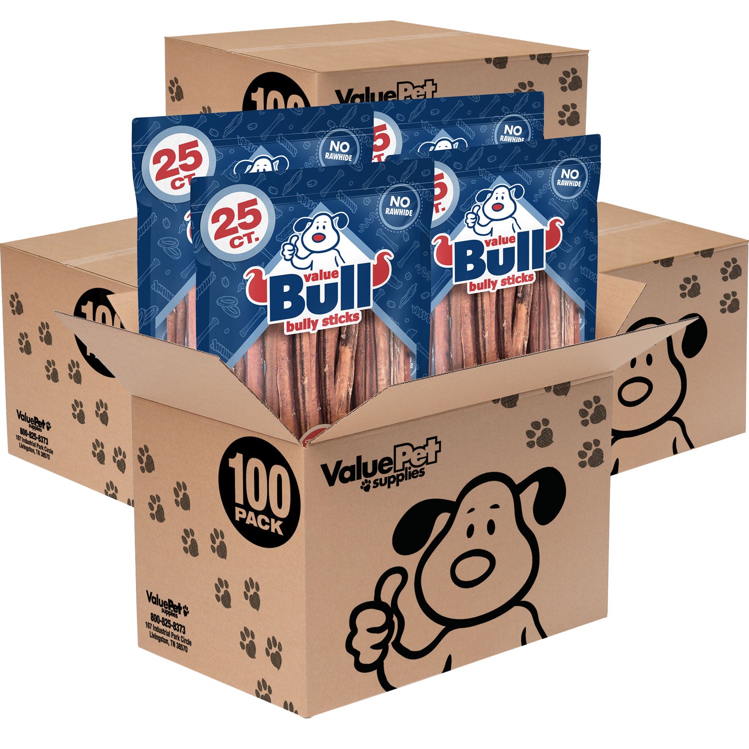 ValueBull Bully Sticks for Dogs, Jumbo 12 Inch, 400 Count WHOLESALE PACK