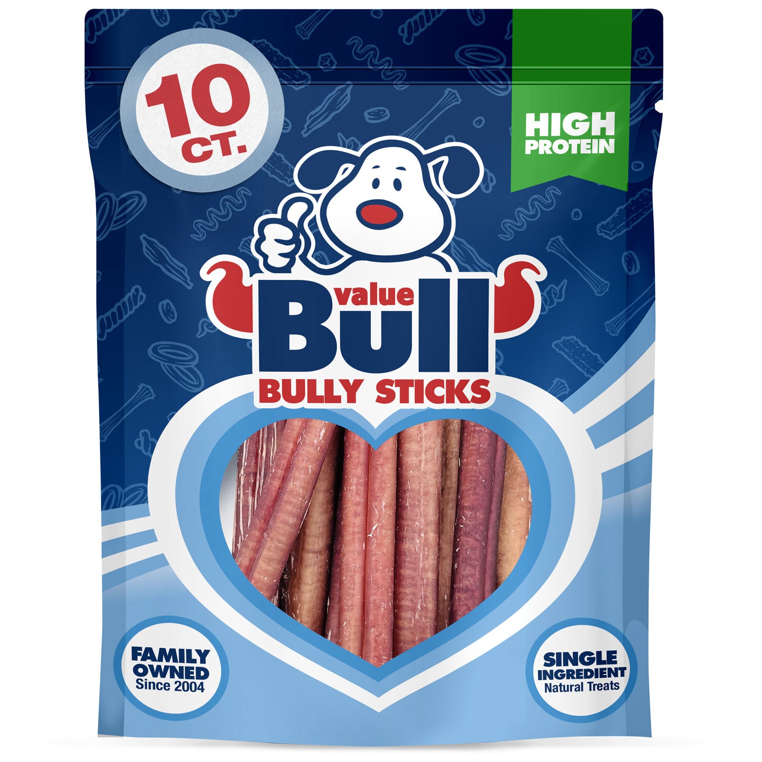 ValueBull Bully Sticks, Low Odor Premium Dog Chews, Thick 6", 10 ct