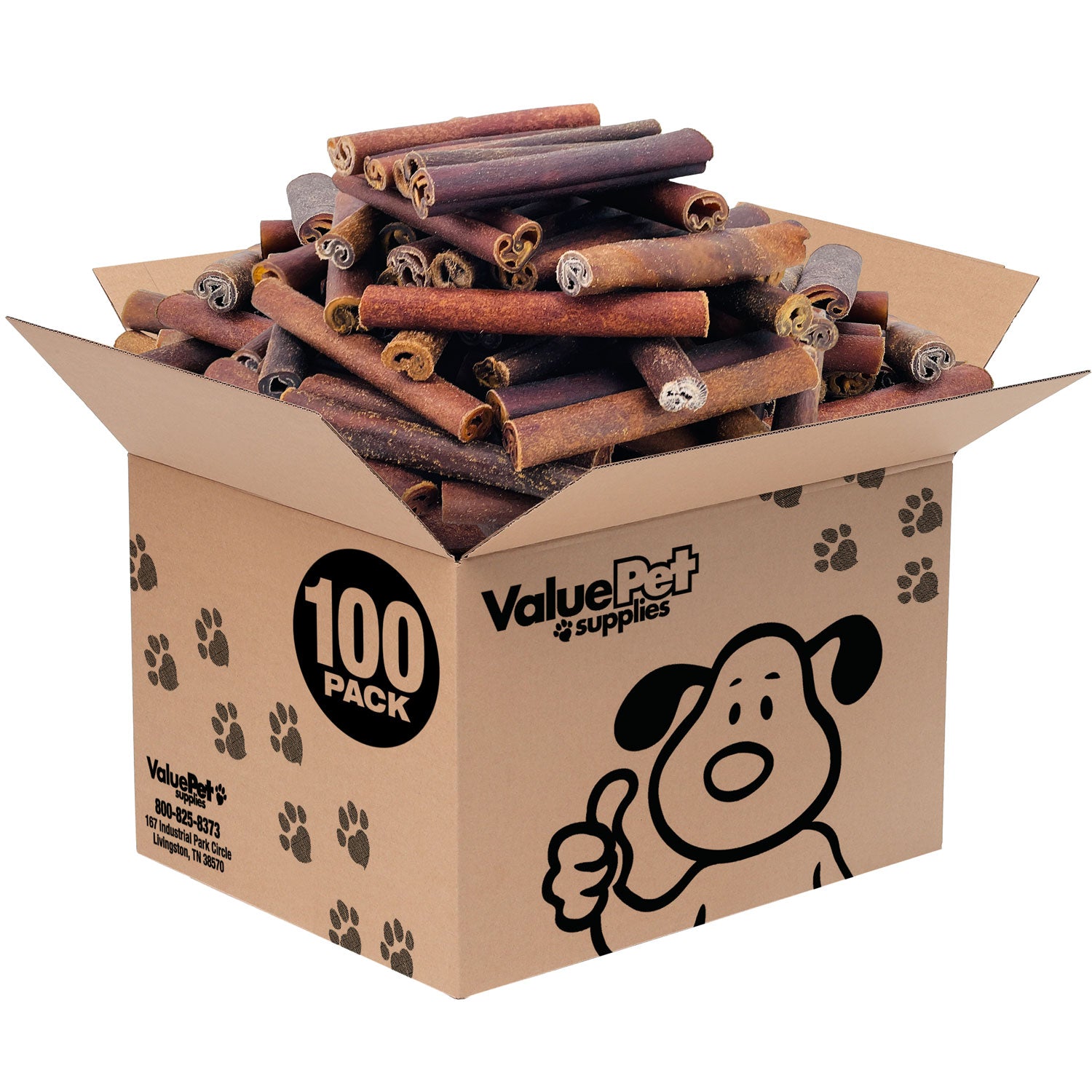 ValueBull Collagen Sticks, Beef Dog Chews, Super Jumbo 6 Inch, 100 Count BULK PACK