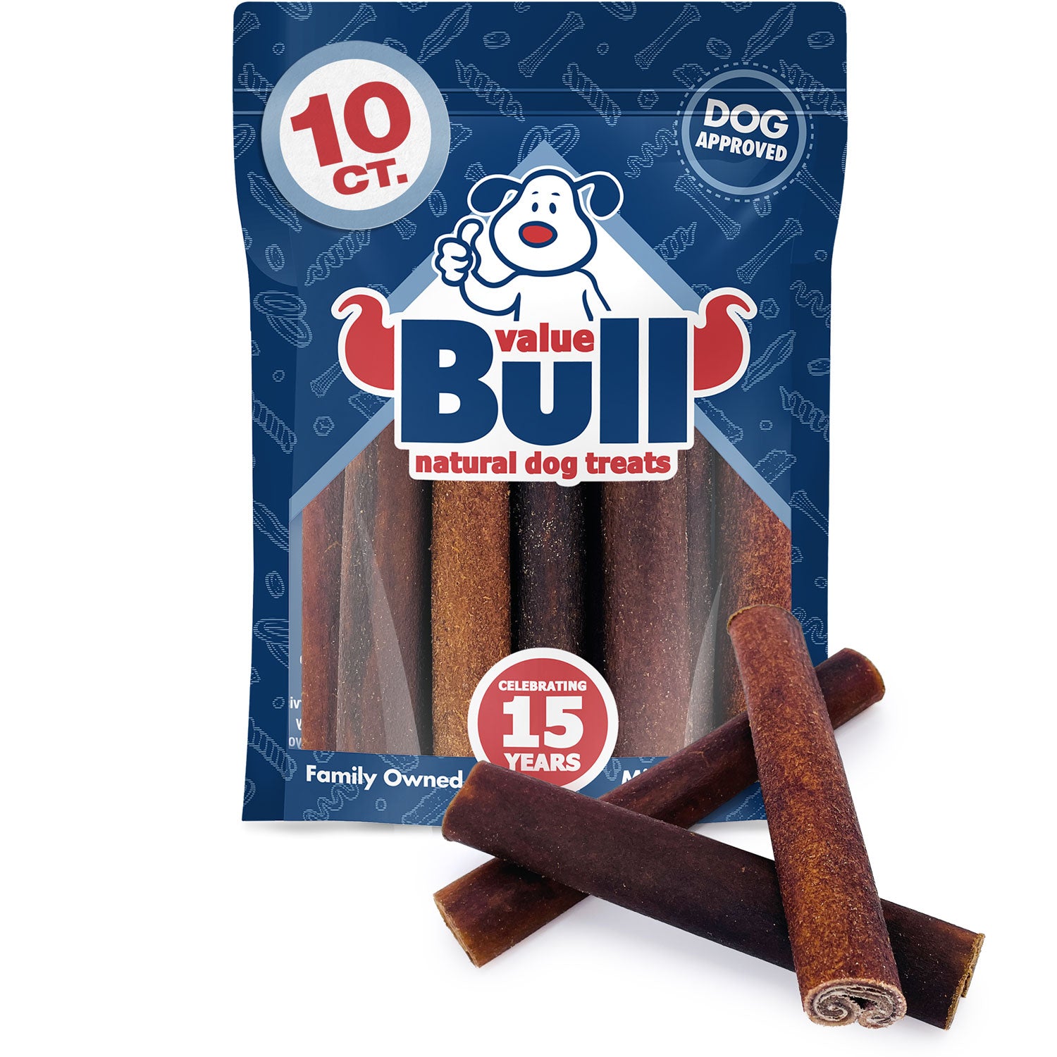 ValueBull Collagen Sticks, Beef Dog Chews, Super Jumbo 6 Inch, 10 Count