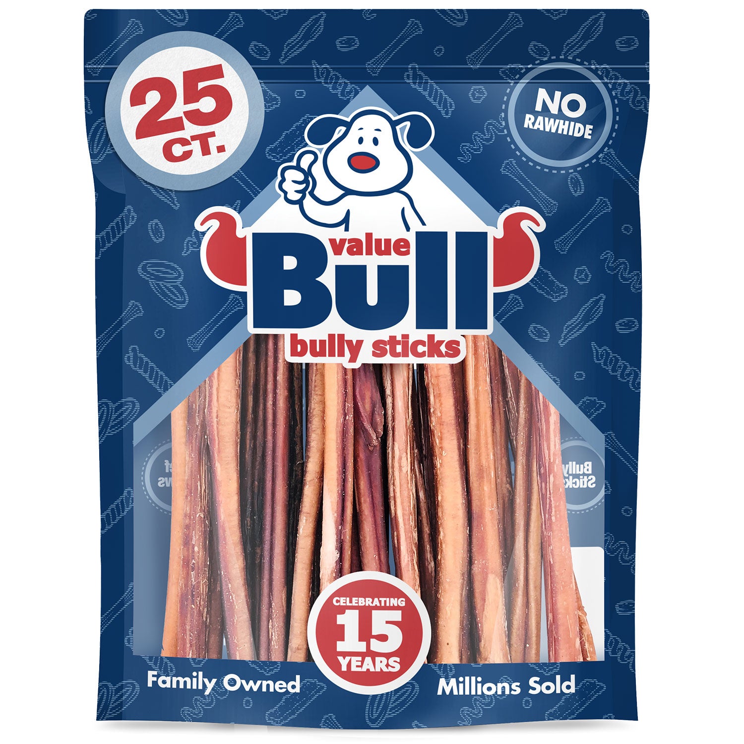 ValueBull Bully Sticks, Low Odor Premium Dog Chews, Medium 12", 400 ct