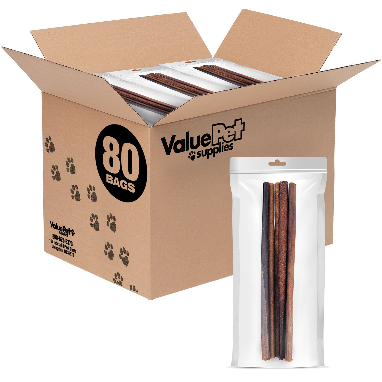 ValueBull USA Collagen Sticks For Small Dogs, Bully Sticks & Rawhide Alternative, Thin 12 Inch, 400 Count RESALE PACKS (80 x 5 Count)