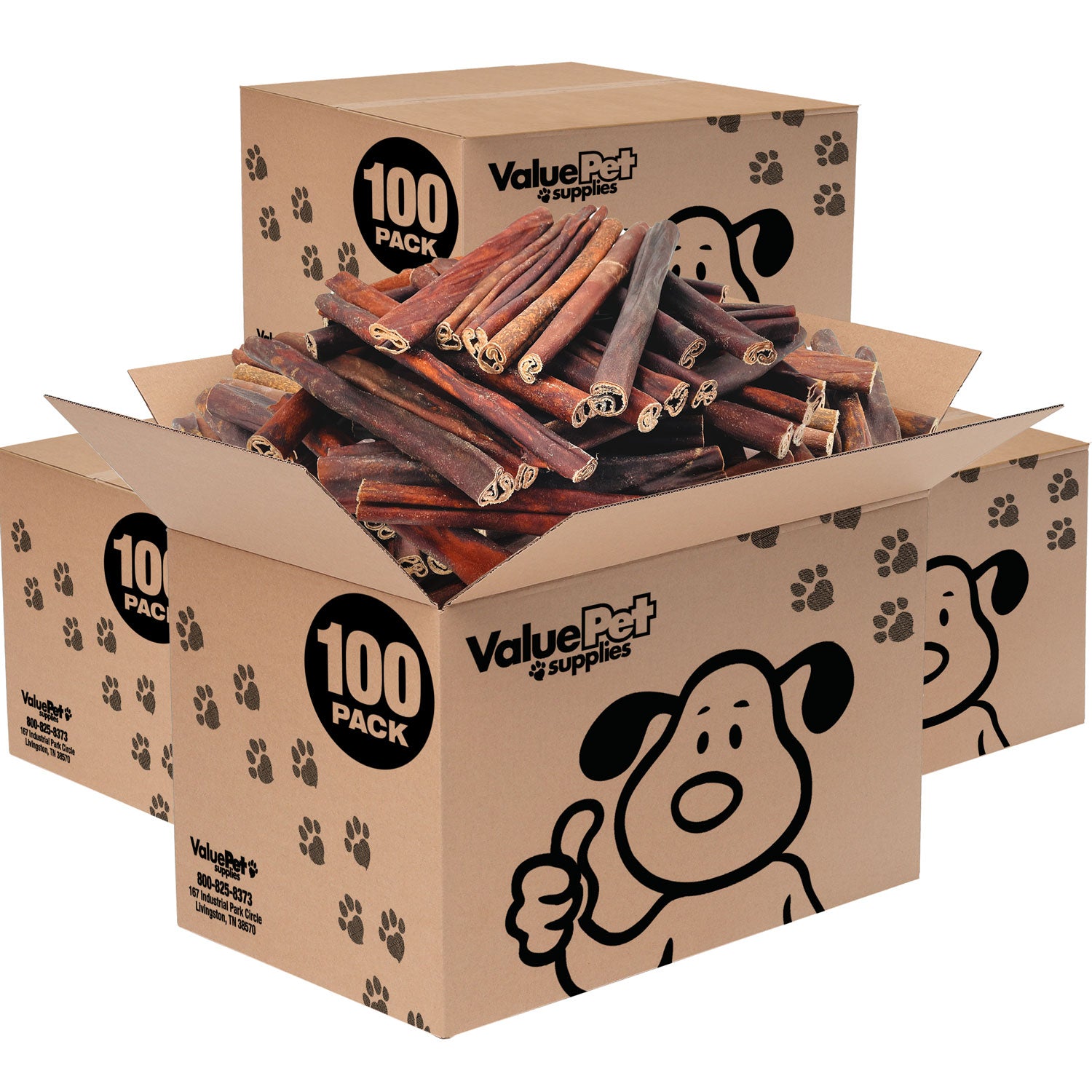 ValueBull Collagen Sticks For Dogs, Bully Sticks & Rawhide Alternative, Super Jumbo 12 Inch, 400 Count WHOLESALE PACK