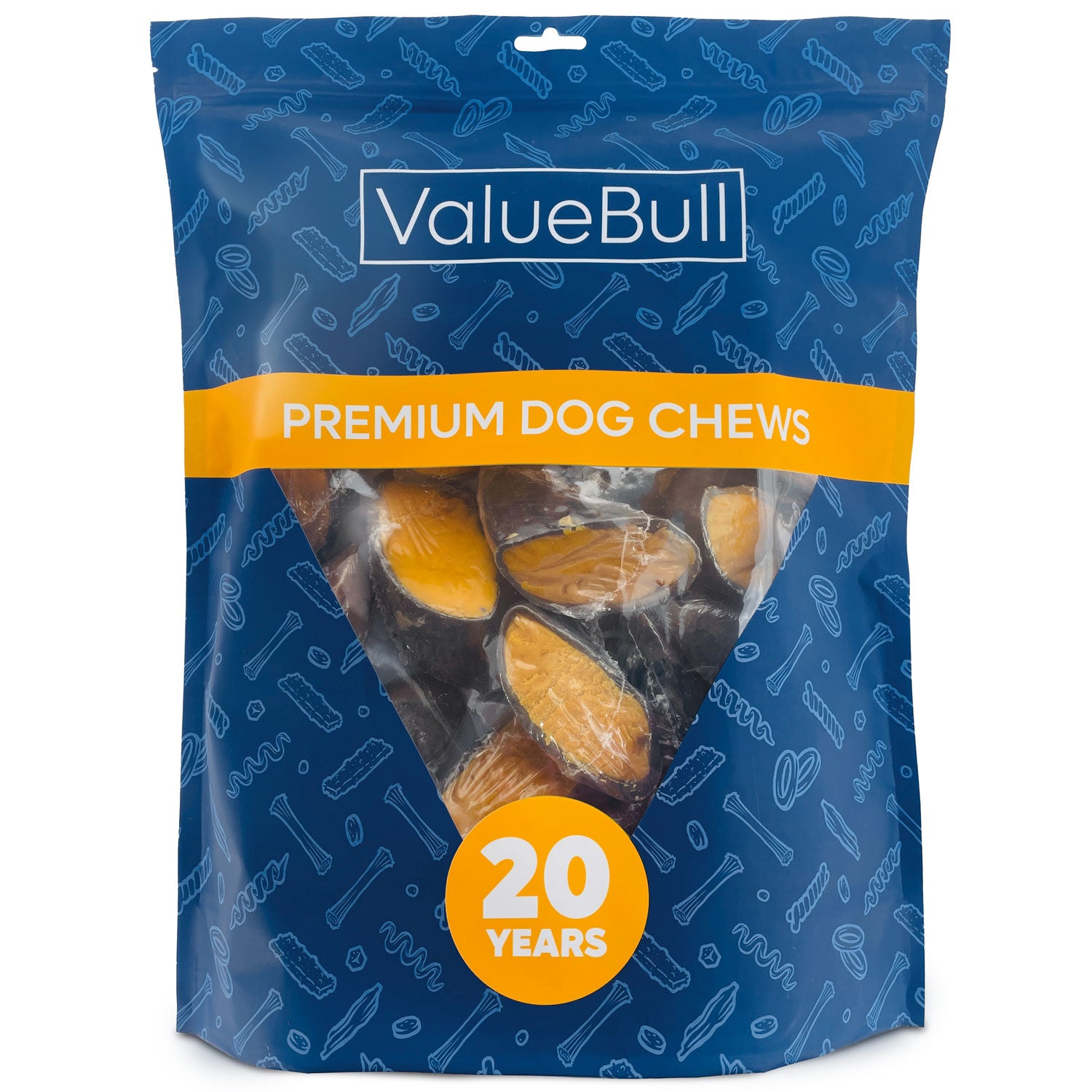 ValueBull Cheese Stuffed Beef Hooves Dog Chews, 25 Count