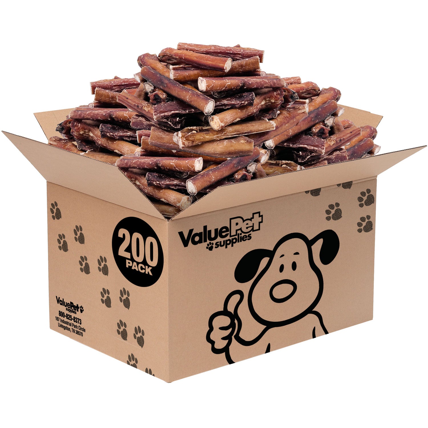 ValueBull Bully Sticks, Low Odor Premium Dog Chews, Super Jumbo 6", 200 ct BULK PACK