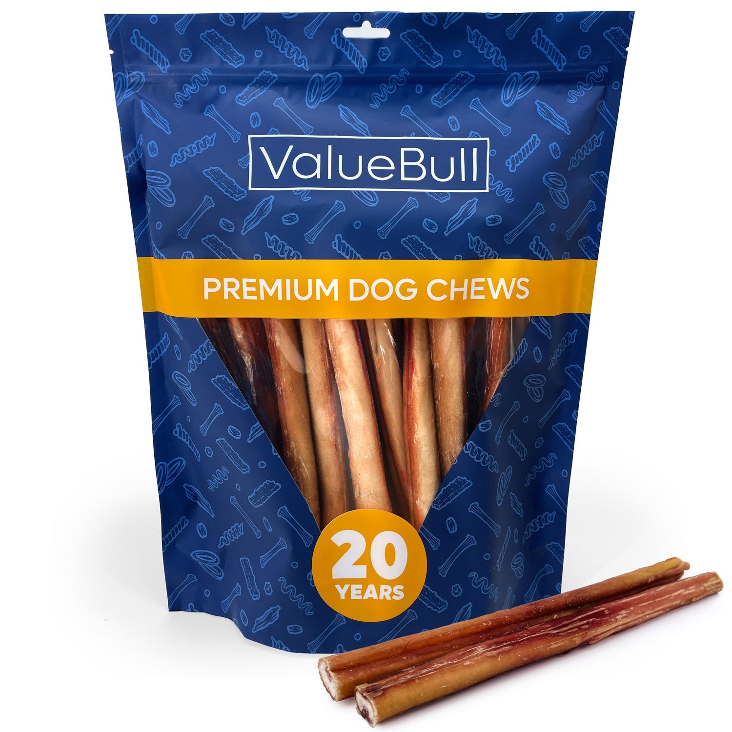 ValueBull Bully Sticks for Dogs, Jumbo 12 Inch, 25 Count