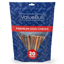 ValueBull Bully Sticks for Small Dogs, Thin 6 Inch, 25 Count