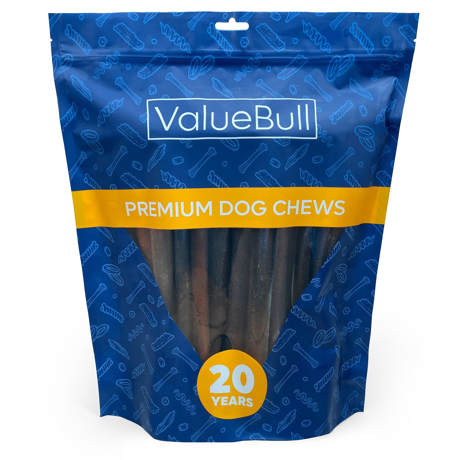 ValueBull USA Collagen Sticks For Dogs, Bully Sticks & Rawhide Alternative, Jumbo 12 Inch, 25 Count