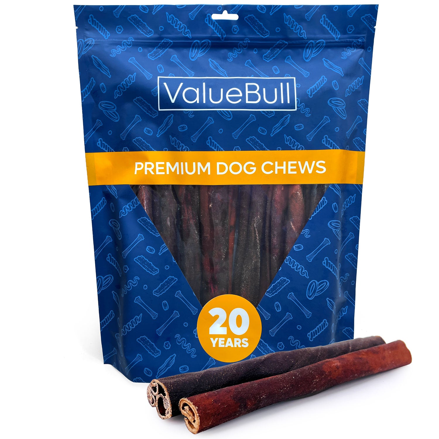 ValueBull Collagen Sticks, Beef Dog Chews, Super Jumbo 12 Inch, 10 Count