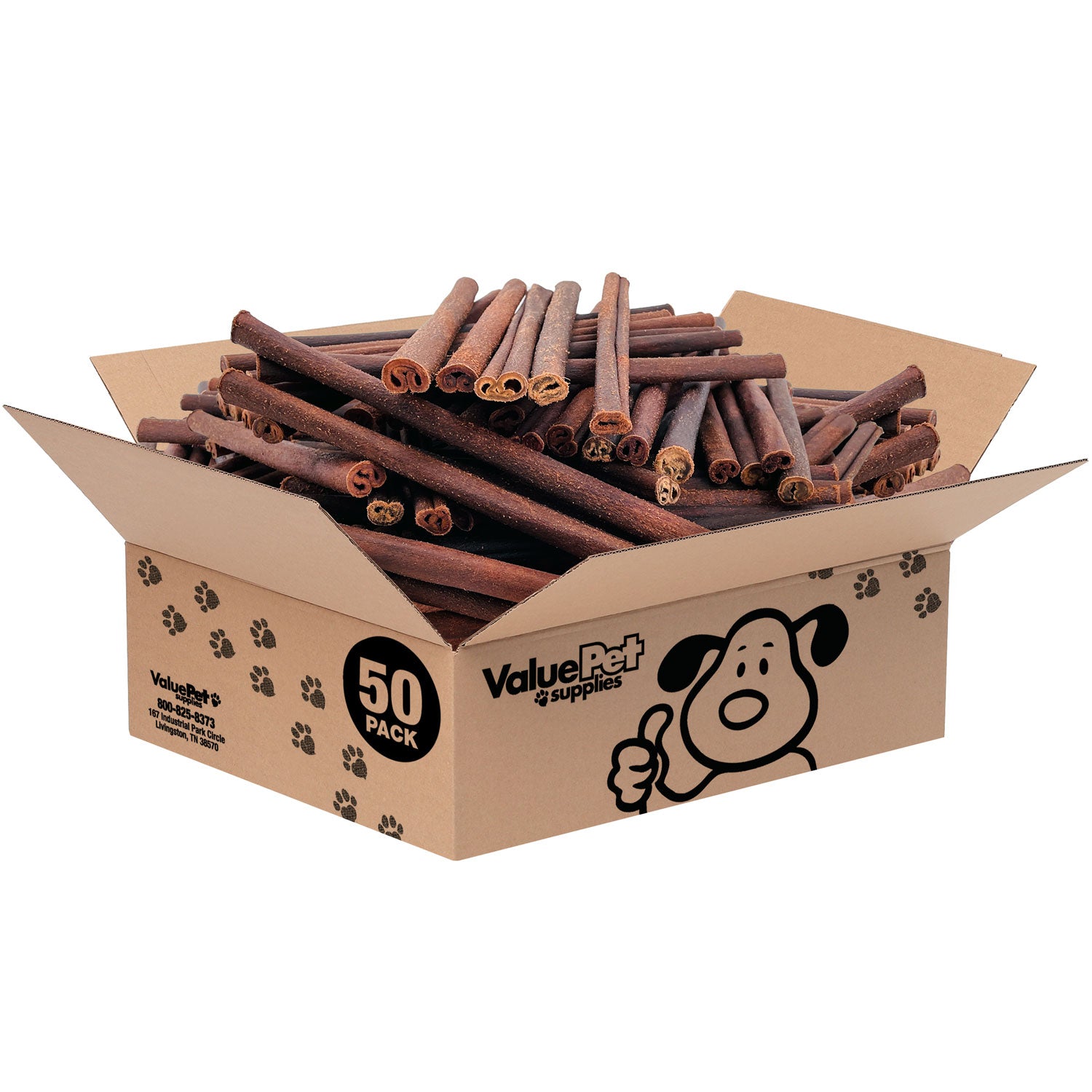 ValueBull USA Collagen Sticks, Premium Beef Dog Chews, Thick 12 Inch, 50 Count BULK PACK