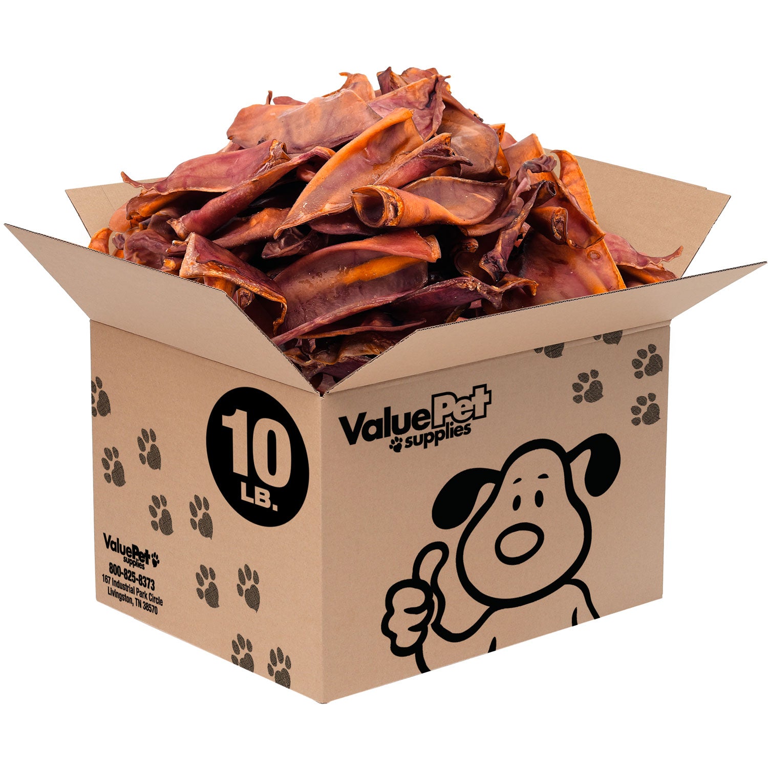 ValueBull Pig Ears for Dogs, 100% Pork Chews, Varied Size/Shapes, 10lb BULK PACK