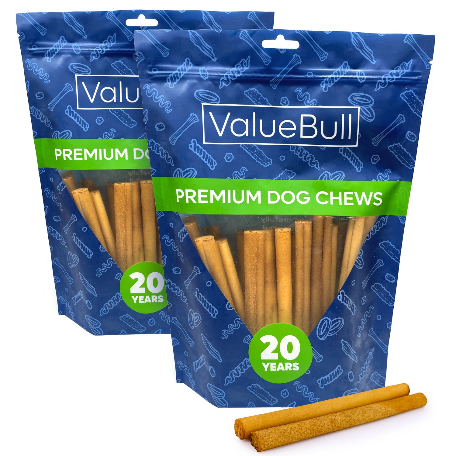 ValueBull USA Collagen Sticks, Beef Dog Chews, Lightly Smoked, Medium 6 Inch, 50 Count