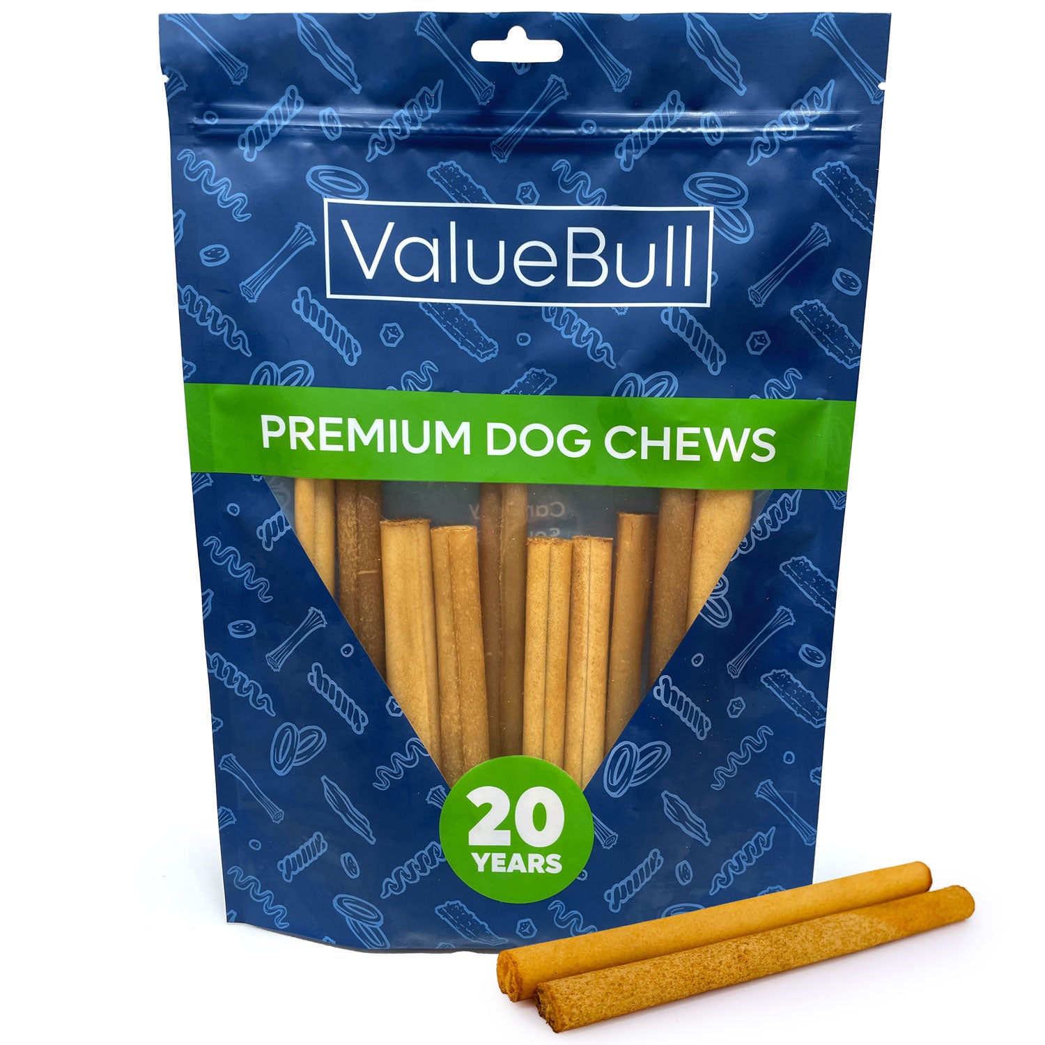 ValueBull USA Collagen Sticks, Beef Dog Chews, Lightly Smoked, Medium 6 Inch, 10 Count