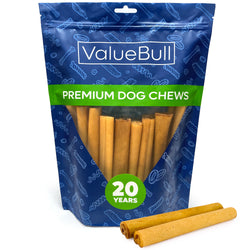 ValueBull USA Collagen Sticks, Beef Dog Chews, Lightly Smoked, Thick 6 Inch, 25 Count