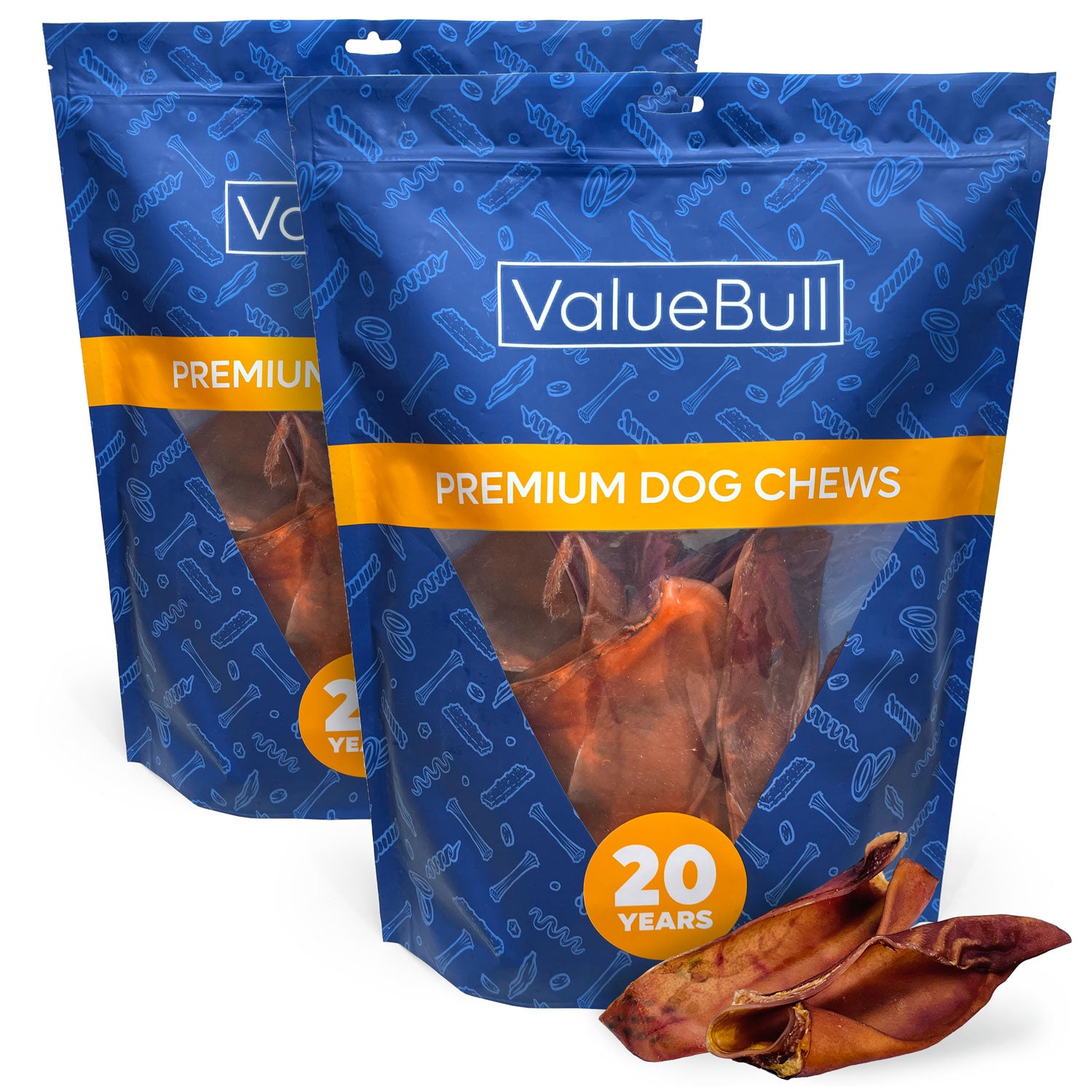 ValueBull Pig Ears for Dogs, 100% Pork Chews, Varied Sizes/Shapes, 4 Pound