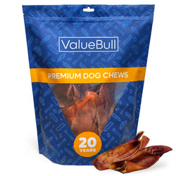 ValueBull Pig Ears for Dogs, 100% Pork Chews, Varied Sizes/Shapes, 2 Pound