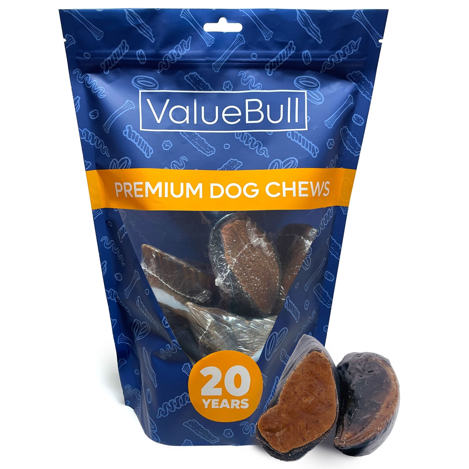 ValueBull Stuffed Beef Hooves Dog Chews, Peanut Butter, 10 Count