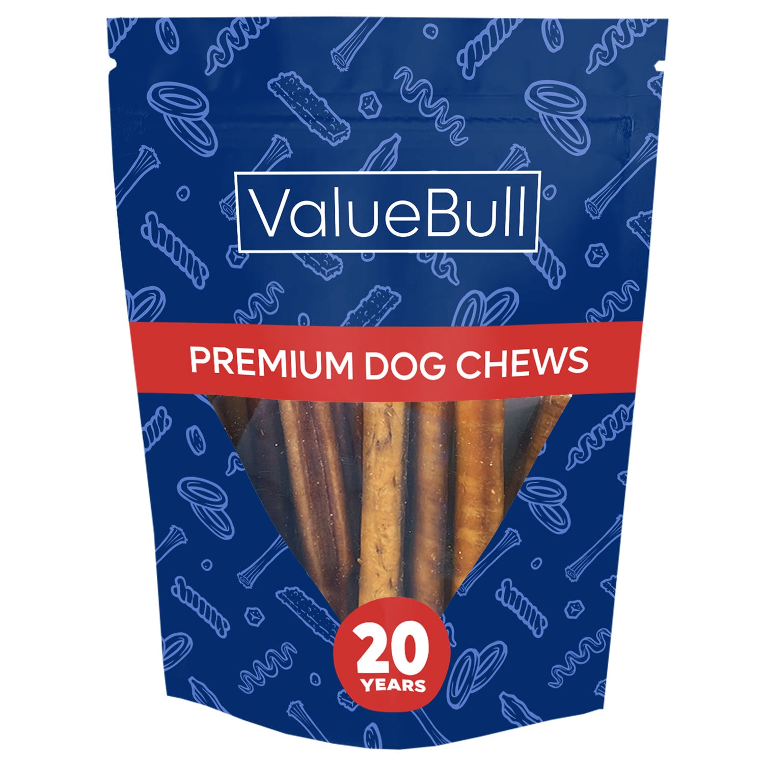 ValueBull Bully Sticks For Dogs, Medium 6 Inch, 10 Count