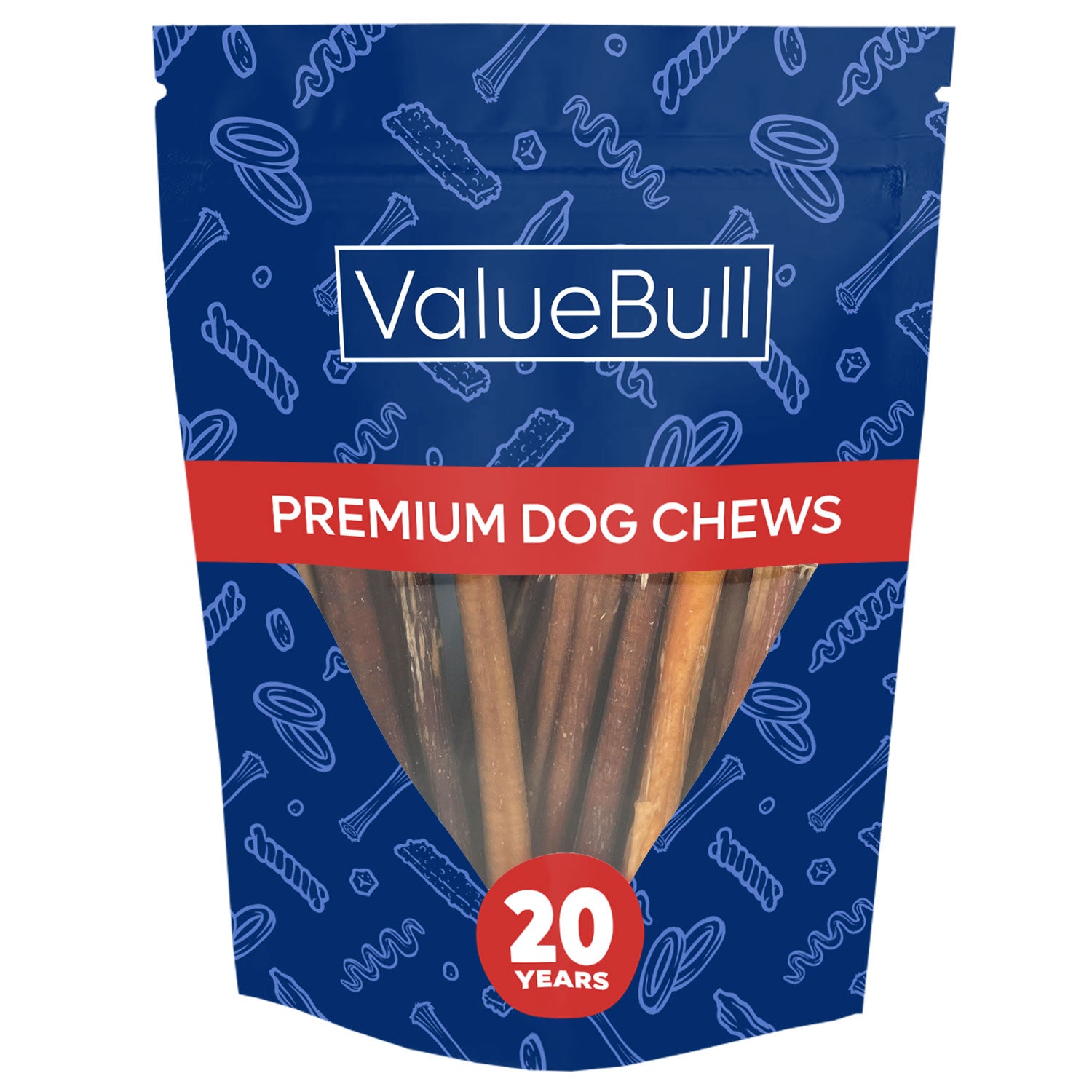 ValueBull Bully Sticks For Small Dogs, Thin 6 Inch, 10 Count