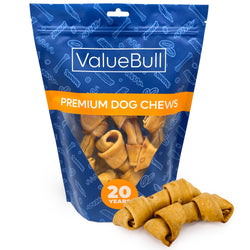 ValueBull USA Rawhide Dog Bones, Premium Thick Cut, 4 Inch, Natural Chicken Flavor 10 Count