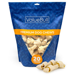 ValueBull USA Rawhide Dog Bones, Premium Thick Cut, 4 Inch, Natural Flavor, 25 Count