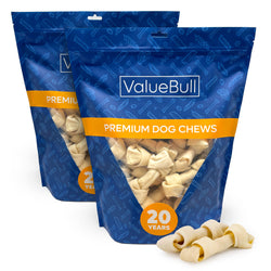 ValueBull USA Rawhide Dog Bones, Premium Thick Cut, 4 Inch, Natural Flavor, 50 Count