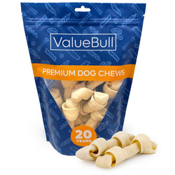 ValueBull USA Rawhide Dog Bones, Premium Thick Cut, 4 Inch, Natural Flavor, 10 Count