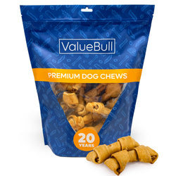 ValueBull USA Rawhide Dog Bones, Premium Thick Cut, 4 Inch, Natural Chicken Flavor, 25 Count