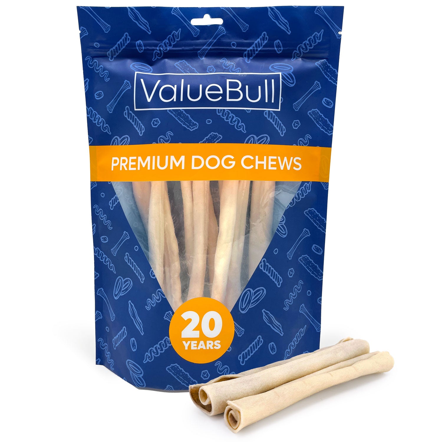 ValueBull USA Retriever Rolls for Small Dogs, Premium Rawhide, Thin 5-6 Inch, 10 Count